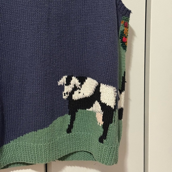 Vintage Marisa Christina Hand Knit Farmhouse Button Up Embroidered Vest (Size L) - Picture 6 of 7